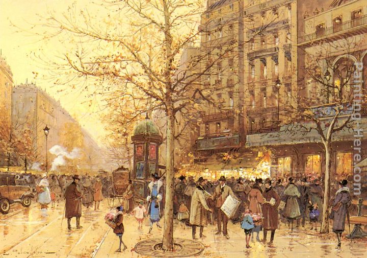 A Paris Street Scene painting - Eugene Galien-Laloue A Paris Street Scene art painting